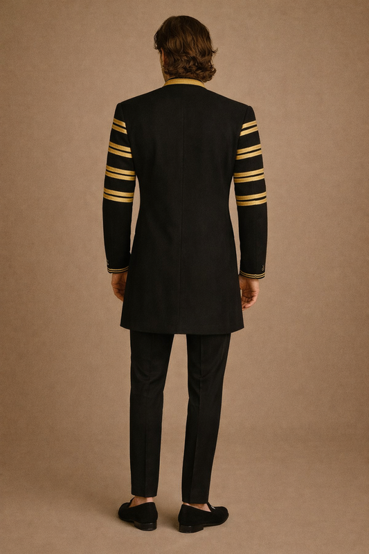 Black & Gold Embroidered Royal Military Style Jacket