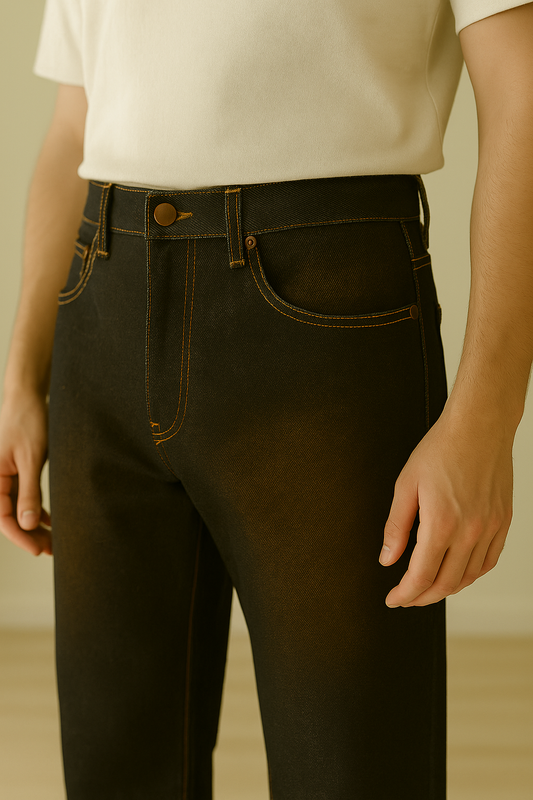 Baggy Fit Jeans for Men β Premium Faded Brown Over Black | Imported Lycra Fabric | Ultra Soft & Stretchable