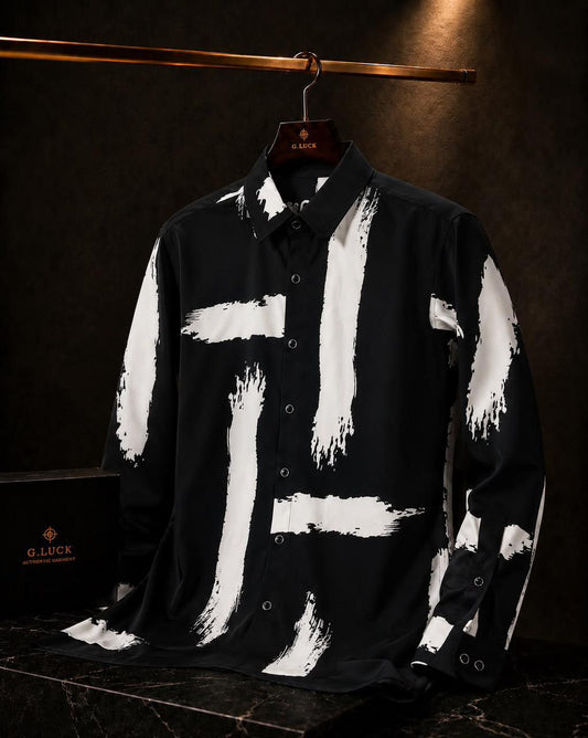 21 Inside Monochrome Brushstroke Shirt β Premium Abstract Edition