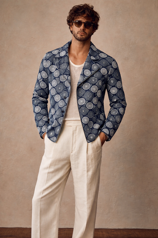 Premium Indigo Printed Rider Jacket | Modern Statement Jacket