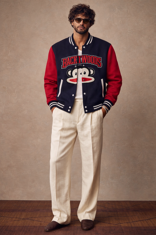 Premium Varsity Jacket – Navy & Red Classic Streetwear Bomber