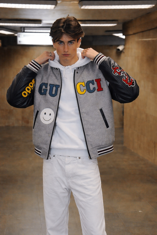 Varsity Jacket – Plain Back View on Model