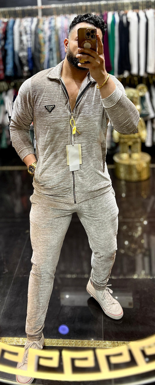 Men’s Luxury Textured Cord Set | Premium Zip-Up Jacket & Slim Fit Pants Co-Ord