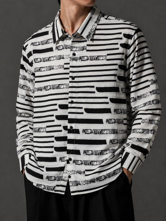 21 Inside Monochrome Matrix Designer Shirt – Premium Geometric Edition