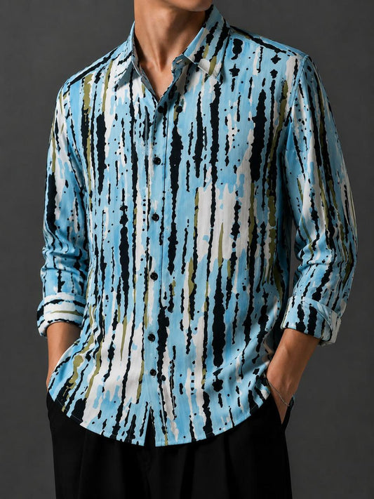 21 Inside Aqua Drift Designer Shirt – Premium Abstract Print Edition