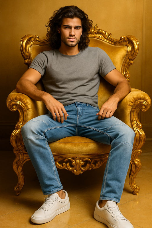 Light Blue Distressed Ripped Jeans for Men – Slim Fit Stretch Denim | Trendy Streetwear